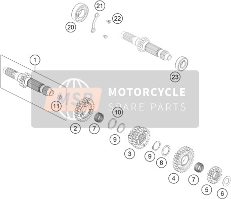 KTM 450 XC-W USA 2016 Transmissie I - Hoofdas voor een 2016 KTM 450 XC-W USA