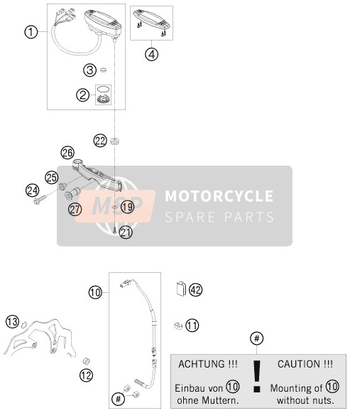 KTM 450 XC-W CHAMPION EDIT. USA 2010 INSTRUMENTE/SPERRSYSTEM für ein 2010 KTM 450 XC-W CHAMPION EDIT. USA
