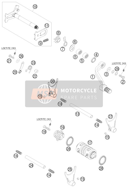 KTM 450 XC-W CHAMPION EDIT. USA 2010 SCHALTMECHANISMUS für ein 2010 KTM 450 XC-W CHAMPION EDIT. USA