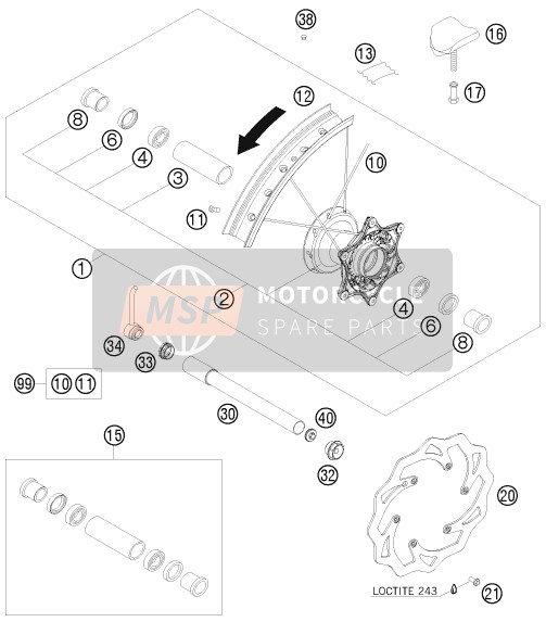 KTM 450 XC-W SIX DAYS USA 2010 Front Wheel for a 2010 KTM 450 XC-W SIX DAYS USA