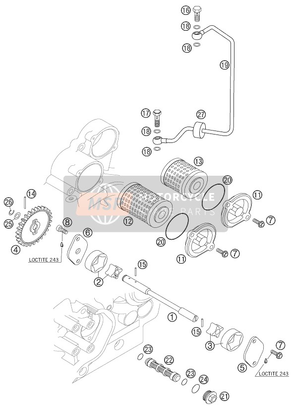 KTM 450 XC USA 2007 Sistema de lubricación para un 2007 KTM 450 XC USA