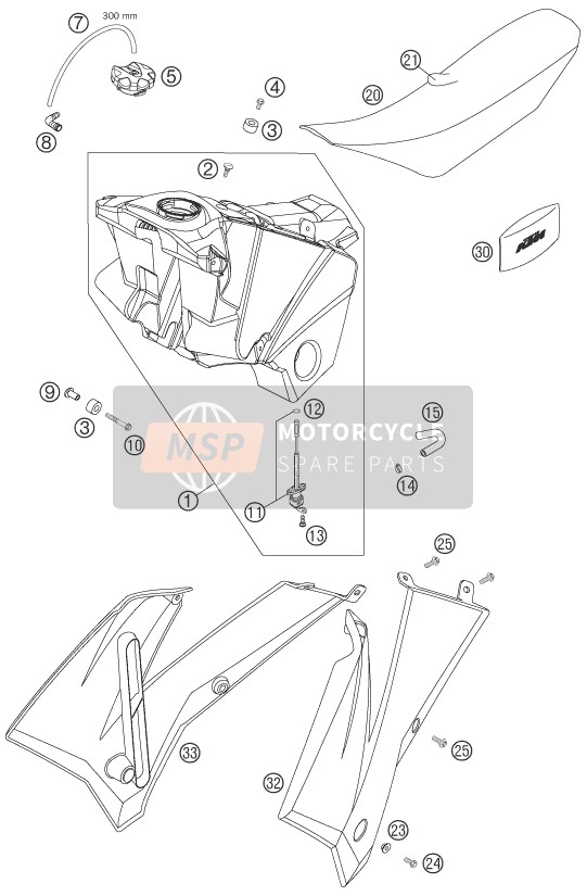 KTM 450 XC Europe 2007 Réservoir, Siège pour un 2007 KTM 450 XC Europe