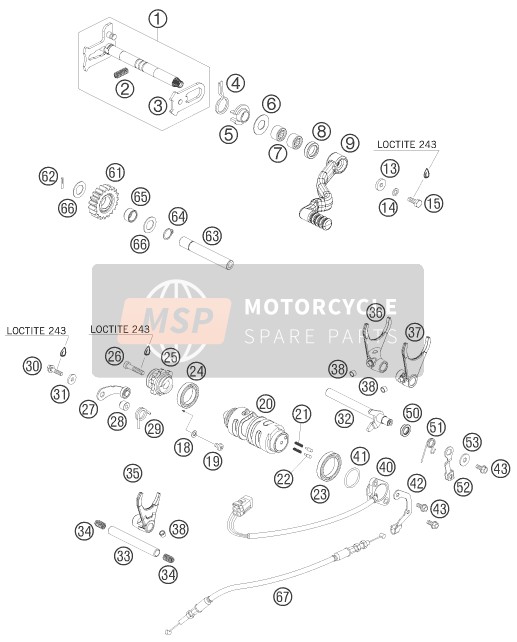 83034031100, Shift Lever Cpl. Atv 07, KTM, 0