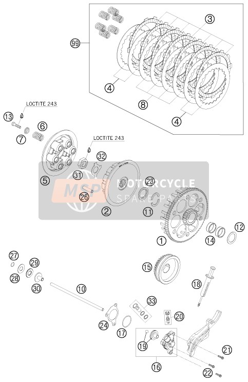 KTM 450 XC ATV Europe 2009 Embrague para un 2009 KTM 450 XC ATV Europe