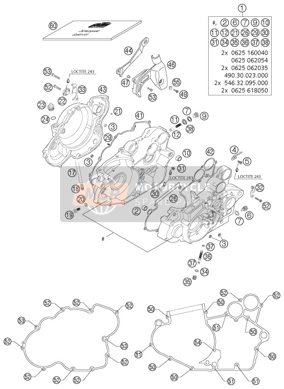 KTM 450 XC CROSS COUNTRY Europe 2004 Boîtier moteur pour un 2004 KTM 450 XC CROSS COUNTRY Europe