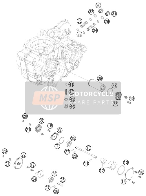 KTM 450 XCR-W USA 2008 Sistema di lubrificazione per un 2008 KTM 450 XCR-W USA