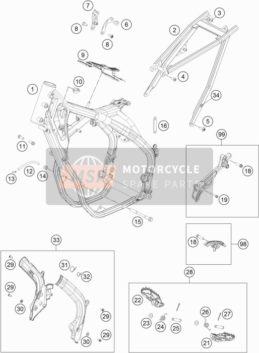 KTM 500 EXC-F Australia 2017 Frame for a 2017 KTM 500 EXC-F Australia