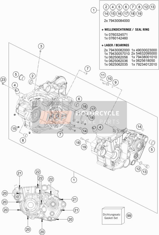 KTM 500 EXC-F USA 2018 MOTORGEHÄUSE für ein 2018 KTM 500 EXC-F USA