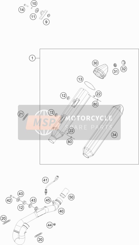 KTM 500 EXC-F USA 2019 Exhaust System for a 2019 KTM 500 EXC-F USA