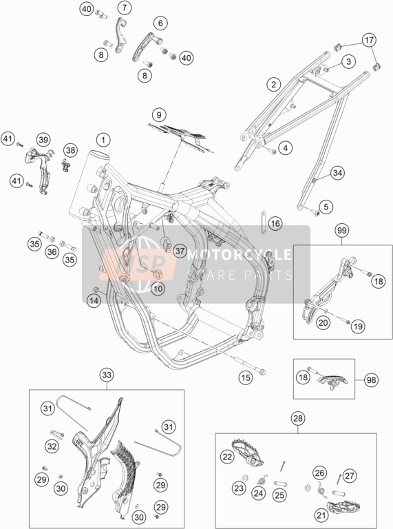 KTM 500 EXC-F USA 2020 Rahmen für ein 2020 KTM 500 EXC-F USA