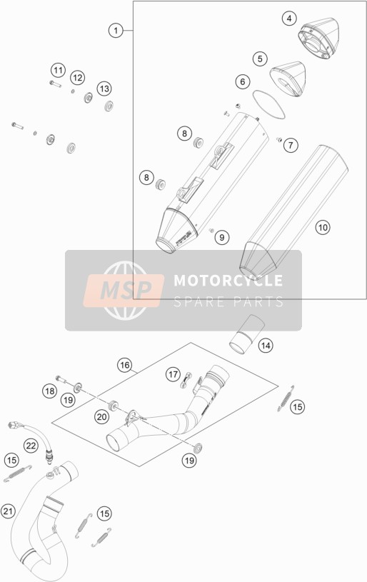 KTM 500 EXC-F Six Days USA 2020 Sistema de escape para un 2020 KTM 500 EXC-F Six Days USA
