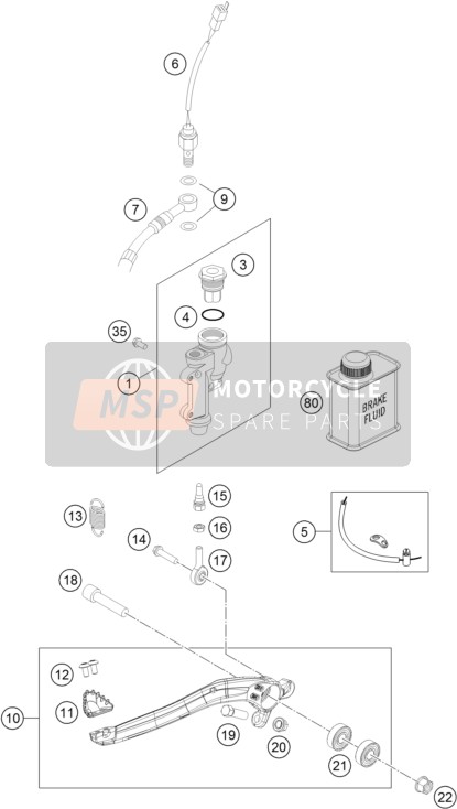 KTM 500 EXC-F Six Days Europe 2020 Rear Brake Control for a 2020 KTM 500 EXC-F Six Days Europe