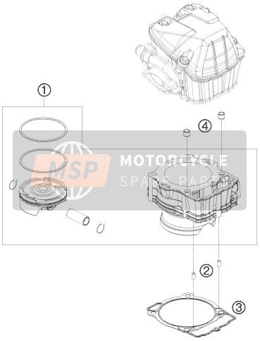 78730038200, Zylinder Und Kolben Kpl., KTM, 0