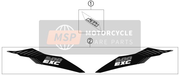 KTM 500 EXC Europe 2012 Decal for a 2012 KTM 500 EXC Europe