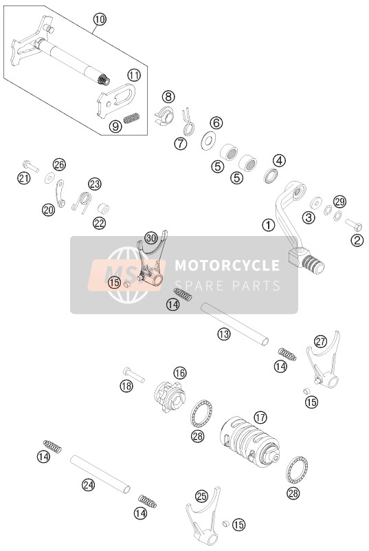 KTM 500 EXC Europe 2013 Mecanismo de cambio para un 2013 KTM 500 EXC Europe