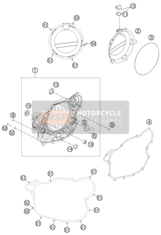 KTM 500 EXC Europe 2014 Tapa del embrague para un 2014 KTM 500 EXC Europe