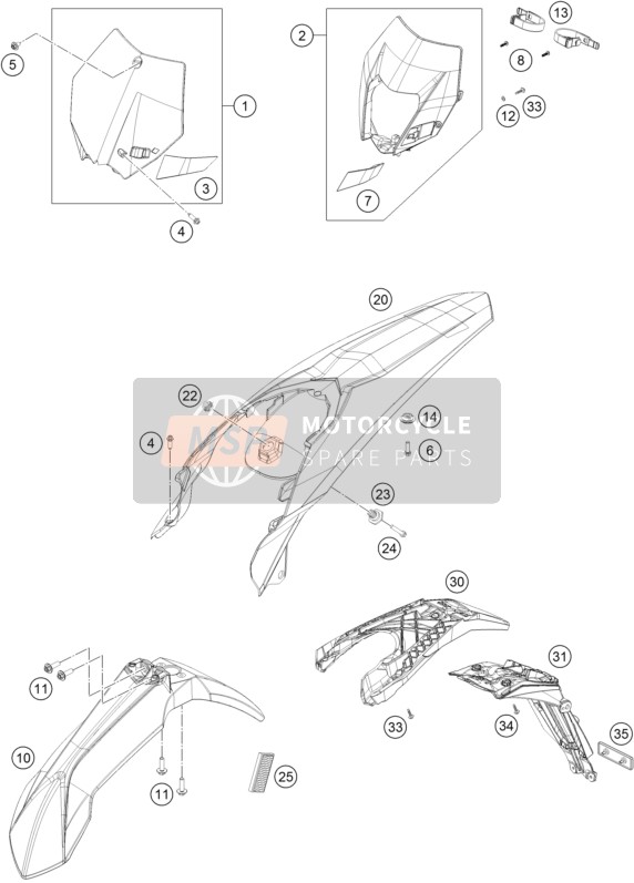 KTM 500 EXC Australia 2014 Mask, Fenders for a 2014 KTM 500 EXC Australia