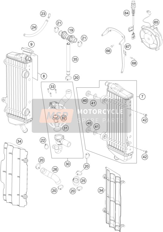 KTM 500 EXC USA 2015 Sistema de refrigeración para un 2015 KTM 500 EXC USA