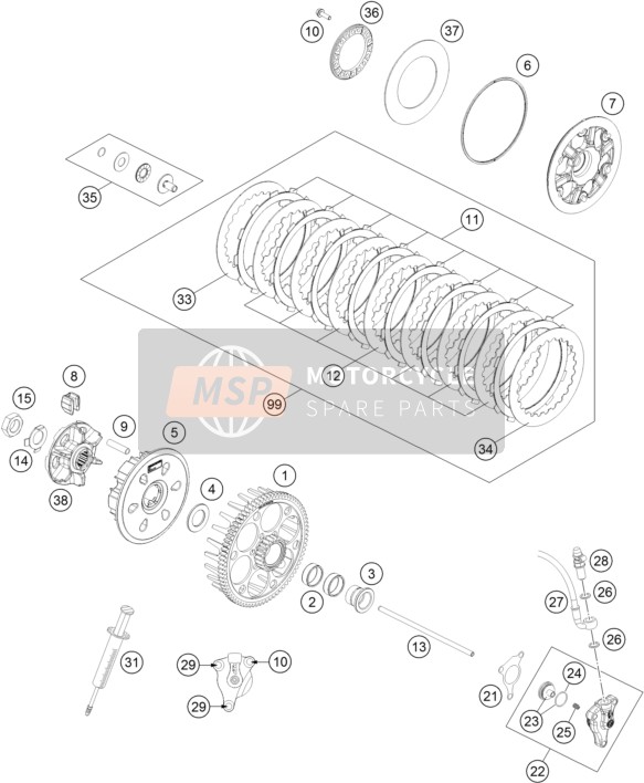 KTM 500 EXC USA 2016 Clutch for a 2016 KTM 500 EXC USA