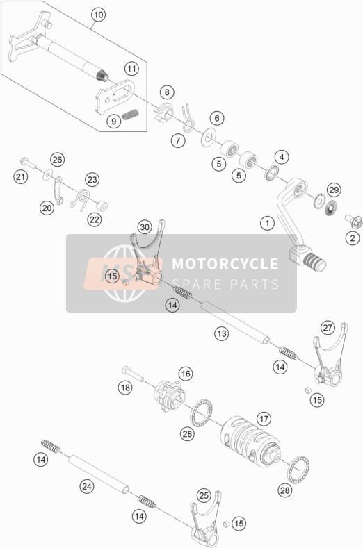 KTM 500 EXC Australia 2016 Meccanismo di cambio per un 2016 KTM 500 EXC Australia