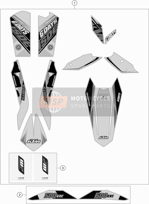 KTM 500 EXC SIX DAYS Europe 2015 Decal for a 2015 KTM 500 EXC SIX DAYS Europe
