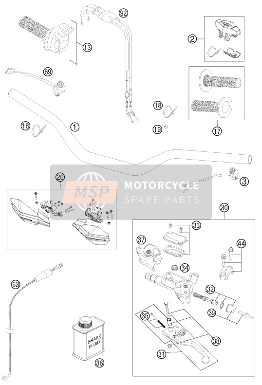 KTM 500 XC-W USA 2012 Handlebar, Controls for a 2012 KTM 500 XC-W USA