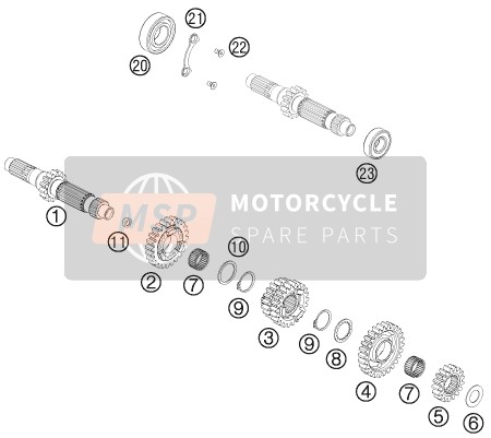 KTM 500 XC-W USA 2012 Transmission I - Main Shaft for a 2012 KTM 500 XC-W USA