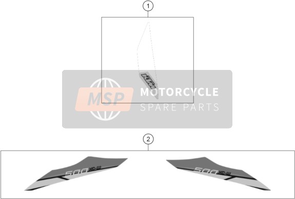 78708098700, Sticker Set Rear Part 500 XC-W, KTM, 0