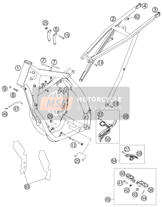 KTM 505 SX-F Europe 2008 Rahmen für ein 2008 KTM 505 SX-F Europe