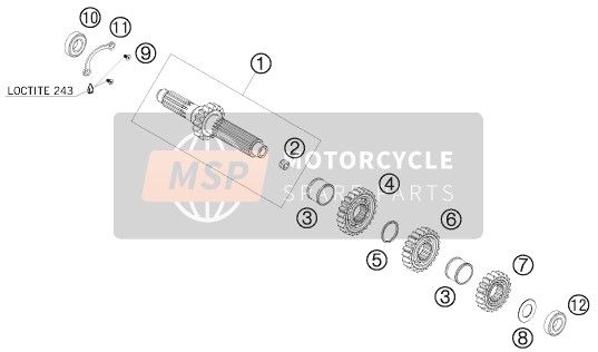 KTM 505 SX-F Europe 2008 Transmission I - Main Shaft for a 2008 KTM 505 SX-F Europe