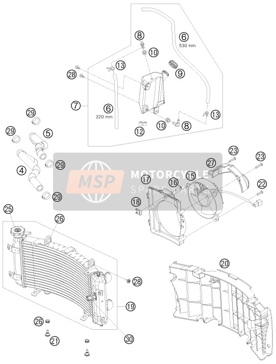 KTM 505 SX ATV Europe 2009 Cooling System for a 2009 KTM 505 SX ATV Europe