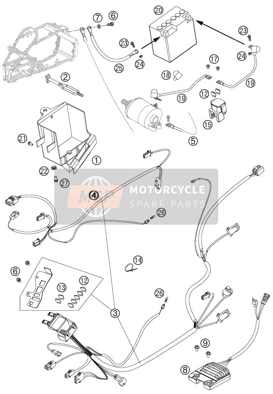 KTM 505 SX ATV Europe 2009 Arnés de cableado para un 2009 KTM 505 SX ATV Europe