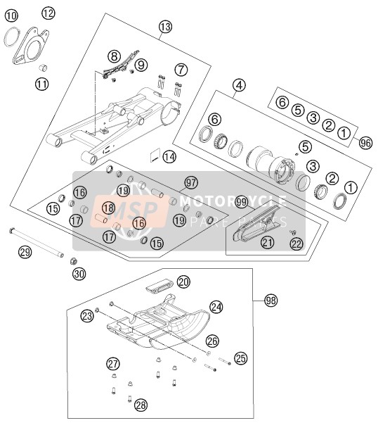 KTM 505 SX ATV Europe 2012 Swing Arm for a 2012 KTM 505 SX ATV Europe