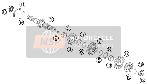 KTM 505 SX ATV Europe 2012 Transmission I - Main Shaft for a 2012 KTM 505 SX ATV Europe