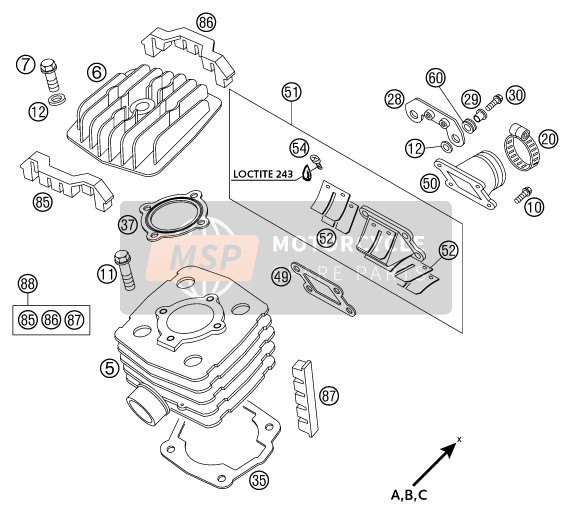 KTM 50 JUNIOR ADVENTURE EU, US 2002 Cylinder for a 2002 KTM 50 JUNIOR ADVENTURE EU, US