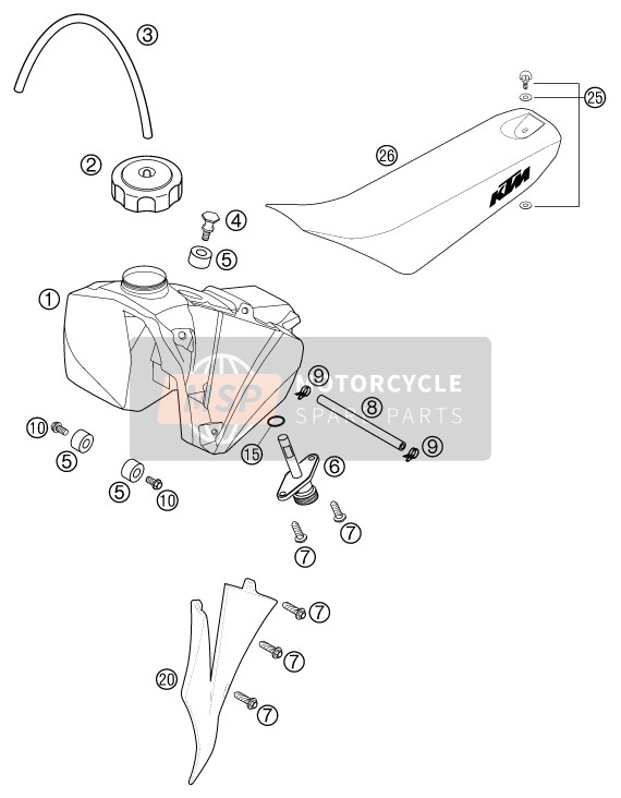 KTM 50 JUNIOR ADVENTURE EU, US 2002 Carro armato, posto a sedere per un 2002 KTM 50 JUNIOR ADVENTURE EU, US