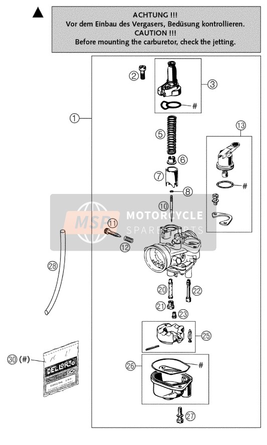 KTM 50 JUNIOR ADVENTURE Europe 2003 Carburettor for a 2003 KTM 50 JUNIOR ADVENTURE Europe