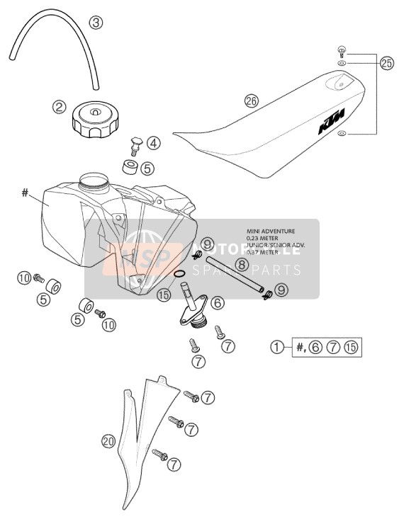 KTM 50 JUNIOR ADVENTURE Europe 2003 Tank, Seat for a 2003 KTM 50 JUNIOR ADVENTURE Europe
