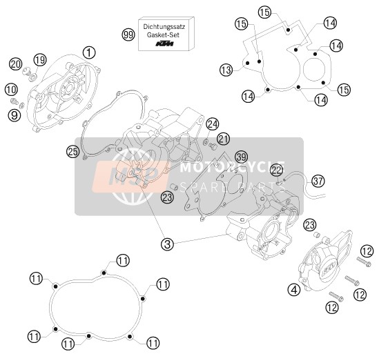 KTM 50 MINI ADVENTURE Europe 2008 Boîtier moteur pour un 2008 KTM 50 MINI ADVENTURE Europe