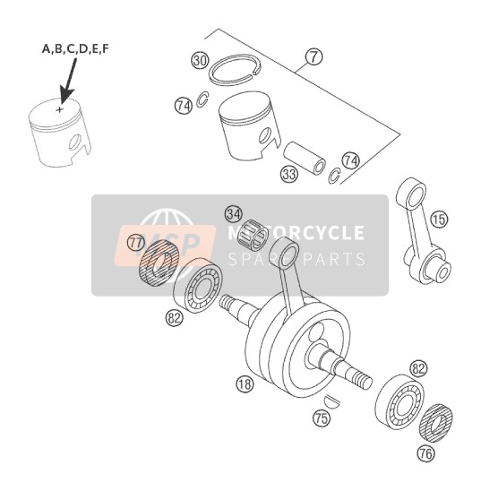 KTM 50 SENIOR ADVENTURE EU, US 2002 Crankshaft, Piston for a 2002 KTM 50 SENIOR ADVENTURE EU, US