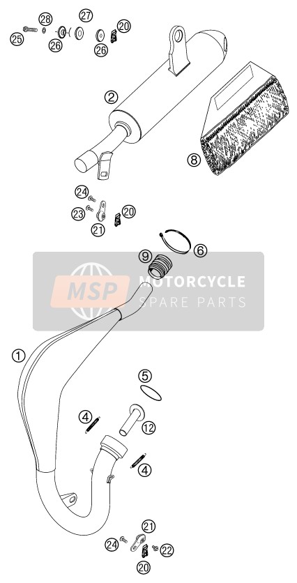 KTM 50 SENIOR ADVENTURE EU, US 2002 Système d'échappement pour un 2002 KTM 50 SENIOR ADVENTURE EU, US