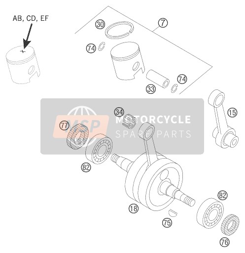 KTM 50 SENIOR ADVENTURE Europe 2007 Crankshaft, Piston for a 2007 KTM 50 SENIOR ADVENTURE Europe