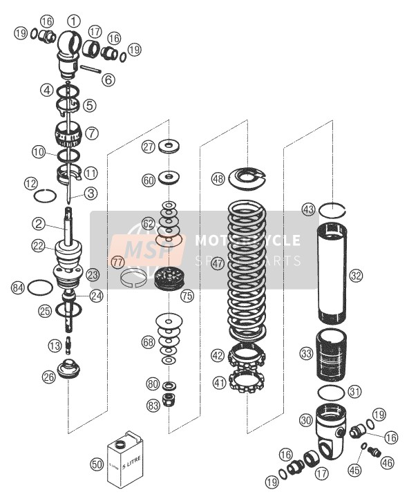 KTM 50 SX Europe 2006 Shock Absorber Disassembled for a 2006 KTM 50 SX Europe