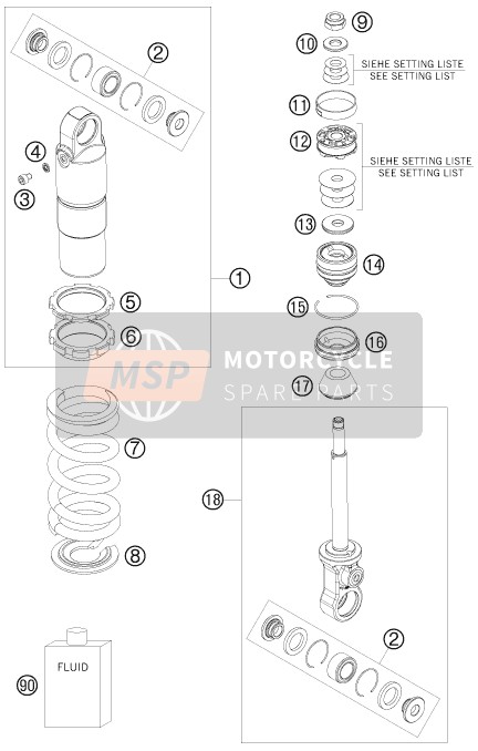 KTM 50 SX Europe 2007 Amortisseur démonté pour un 2007 KTM 50 SX Europe