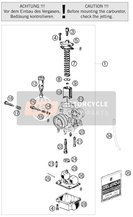 KTM 50 SX Europe (2) 2008 Carburateur voor een 2008 KTM 50 SX Europe (2)