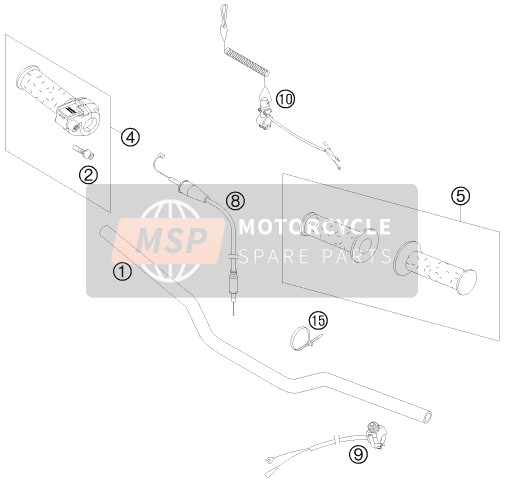 KTM 50 SX MINI USA 2008 Guidon, Les contrôles pour un 2008 KTM 50 SX MINI USA