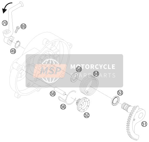 KTM 50 SX MINI USA 2008 Kick Starter para un 2008 KTM 50 SX MINI USA