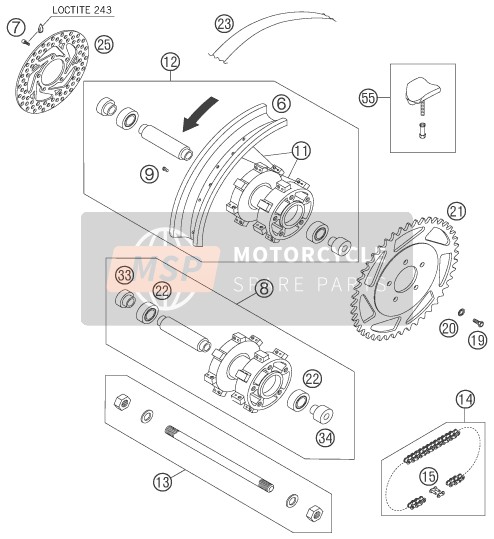 KTM 50 SX Europe (2) 2008 Hinterrad für ein 2008 KTM 50 SX Europe (2)