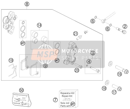 KTM 50 SX Europe 2009 Front Brake Caliper for a 2009 KTM 50 SX Europe