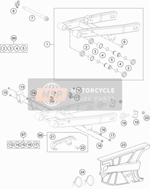 KTM 50 SX Europe 2009 Swing Arm for a 2009 KTM 50 SX Europe